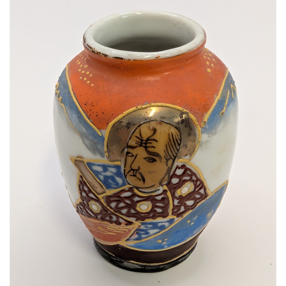 Vintage Hand Painted Mini Moriage Satsuma Vase Occupied Japan Mini 2.5"